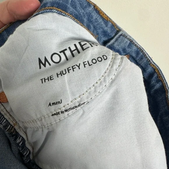 Mother Huffy Flood Jeans Blue Womens Size 27 Crop Flare Stretch Denim USA Made - Picture 5 of 14